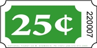 Roll Ticket - 25¢ - Green - 2000ct Roll