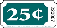 Roll Ticket - 25¢ - Teal - 2000ct Roll