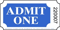 Roll Ticket - Admit One - Blue - 2000ct Roll