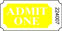 Roll Ticket - Admit One - Yellow - 2000ct Roll