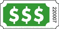 Roll Ticket - Dollar Signs - Green - 2000ct Roll