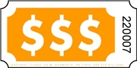 Roll Ticket - Dollar Signs - Orange - 2000ct Roll