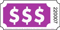 Roll Ticket - Dollar Signs - Purple - 2000ct Roll