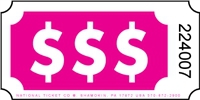 Roll Ticket - Dollar Signs - Rhodamine Red - 2000ct Roll