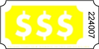 Roll Ticket - Dollar Signs - Yellow - 2000ct Roll
