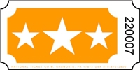 Roll Ticket - Stars - Orange - 2000ct Roll