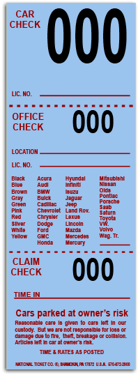 Valet Parking Tickets - Blue - 1,000 Count