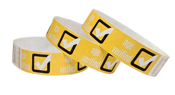 Tyvek® Wristbands - Age Verified - Yellow